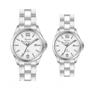Alexandre Christie AC 1029 Silver White Steel Couple